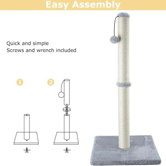 29" Height Tall Cat Scratching Post, Claw Scratcher with Sisal Rope and Covered - Picture 5 of 9